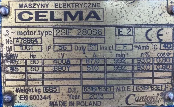 Silnik elektryczny 45kW 992obr. 3fazowy CELMA IE2 - zdjęcie 2