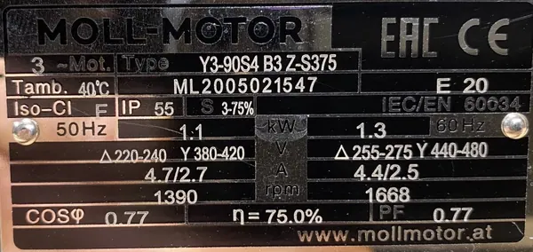 Silnik elektryczny 1,1kW 1390obr. 3fazowy B3 - zdjęcie 2