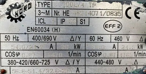 Motoreduktor / przekładnia 30kW 167obr. OBCE CHŁODZENIE NORD - zdjęcie 2