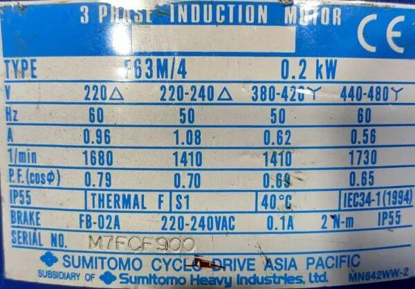 Motoreduktor / przekładnia 0,2kW 70obr. 3fazowy HAMULEC - zdjęcie 2