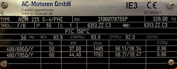 Silnik elektryczny 37kW 1485obr. 3fazowy IE3 - zdjęcie 2