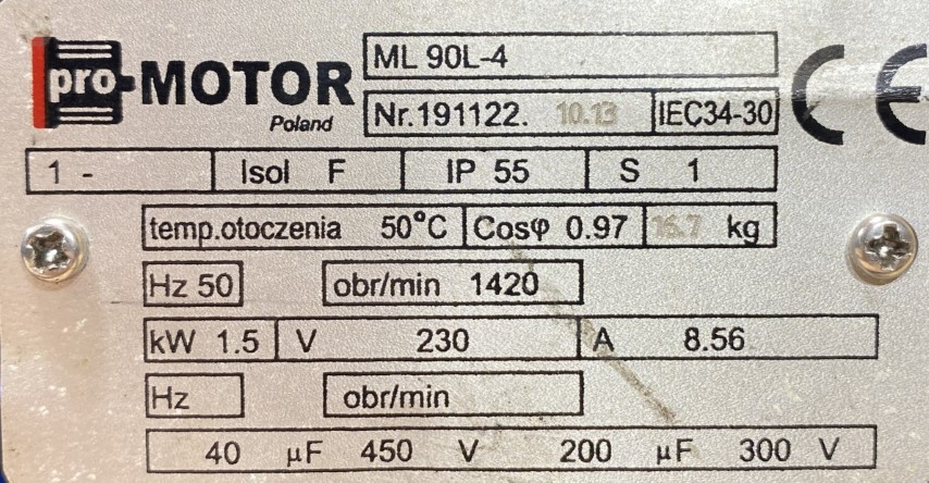 silnik elektryczny 1,5kW 1420obr. 1fazowy 230V - zdjęcie 2