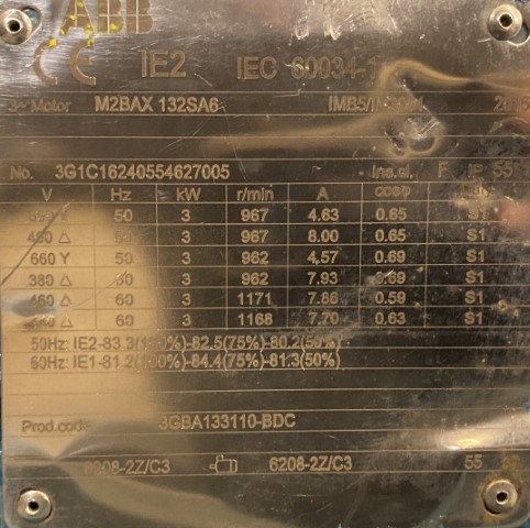silnik elektryczny 3kW 967obr. 3fazowy ABB IE2 - zdjęcie 2
