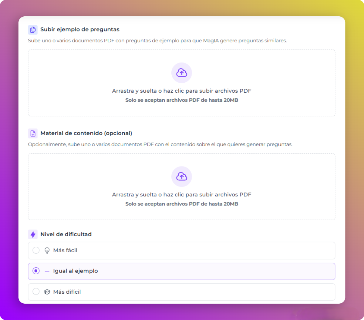 Configuración del modo preguntas similares