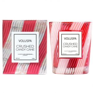 Voluspa Crushed Candy Cane Textured Glass Candle Candle 40 h
