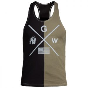 Sterling Stringer Tank Top, Black/Army Green