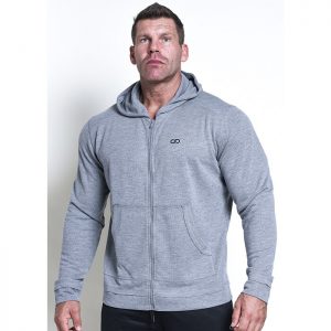 Chained Zip Gym Hood, Grey
