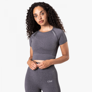 Define Seamless Cropped T-shirt, Grey Melange