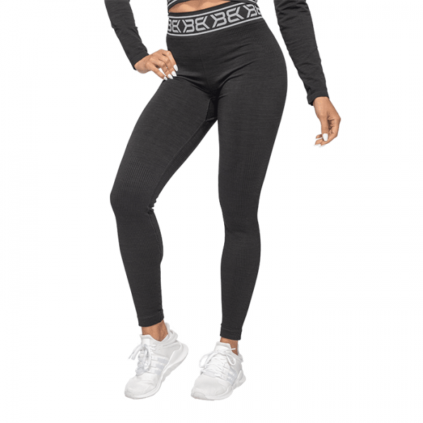 Rib Seamless Legging, Black Melange