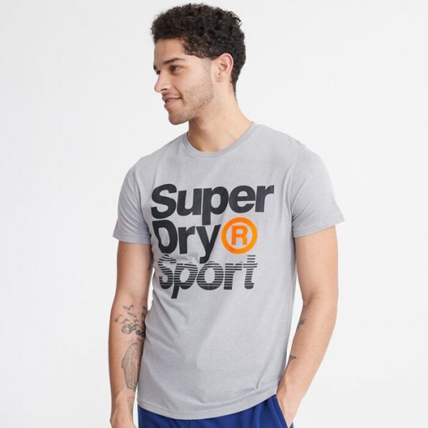 Core Sport Graphic Tee, Grey Marl