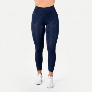 High Waist Leggings, Dark Navy Camo