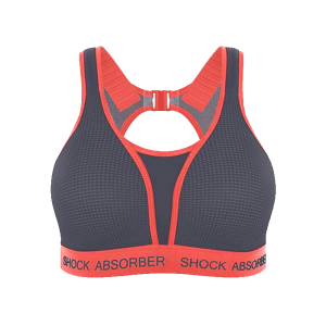 Ultimate Run Bra Padded, Slate Gray/Coral