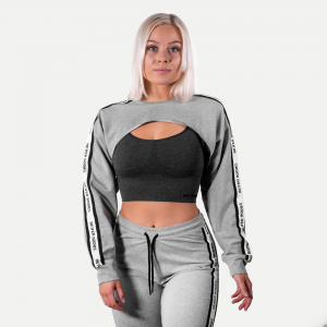 Chrystie Crop ls, Light Grey Melange