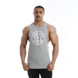 Golds Gym Drop Armhole Vest, Grey Melange