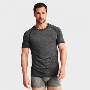 Light Wool T-shirt Men, Grey Melange