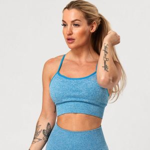 Queen Mesh Sport Bra, Blue Melange