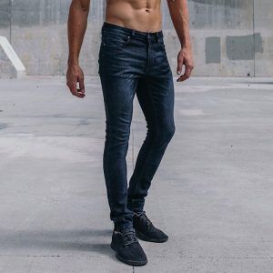 Men's Slim Athletic Fit Denim, Dark Distressed