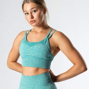 Queen Mesh Sport Bra, Teal Melange