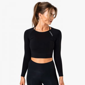 Define Seamless L/S Crop Top, Black