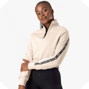 Essential Cropped Logo Sweater, Beige