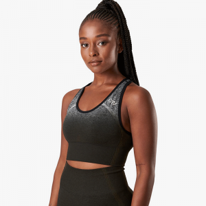 Ombre Seamless Sports Bra, Jungle Green Melange