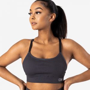 Ribbed Seamless Sport Bra, Graphite