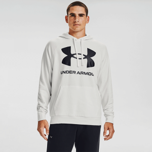 UA Rival Fleece Big Logo Hood, Onyx White