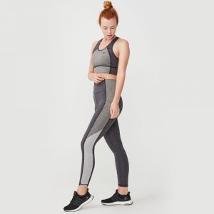 Blocked Melange Tights, Grey Melange