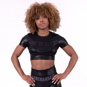 Glossy Crop Top, Black