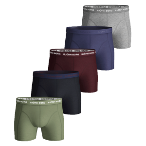5-Pack Seasonal Solids Sammy Shorts, Oil Green