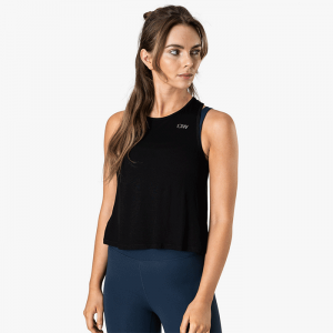 Nimble Open Back Tank Top, Black