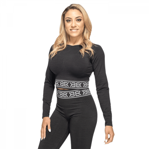 Rib Seamless LS, Black Melange