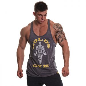 Gold's Gym Muscle Joe Premium Stringer Vest, Grey Marl