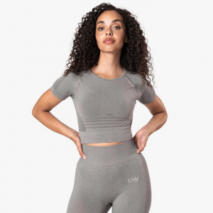 Define Seamless Cropped T-shirt, Taupe Melange