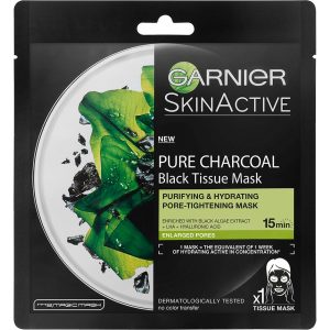 Skin Active Pure Charcoal Black Tissue Mask, Garnier Kangasnaamiot