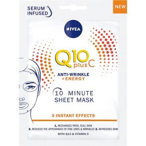 Q10 Vitamin C sheet mask, Nivea Kangasnaamiot