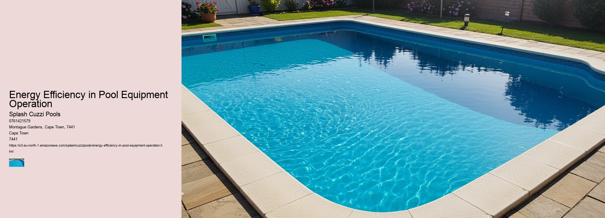 Energy Efficiency in Pool Equipment Operation