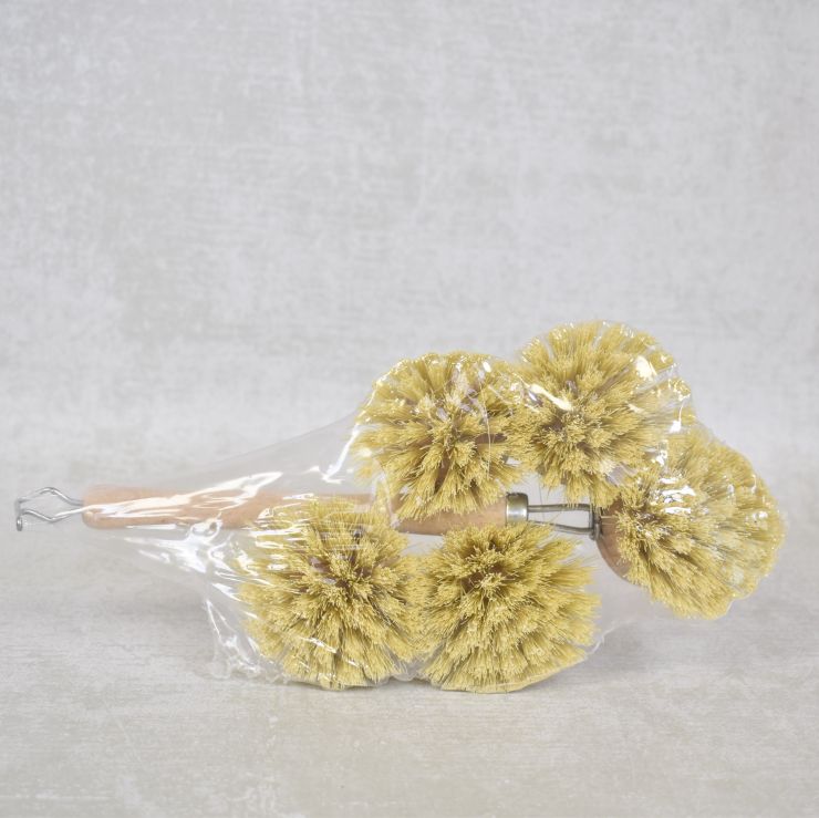 Wooden Washing Up Brush + 4 Spare Heads