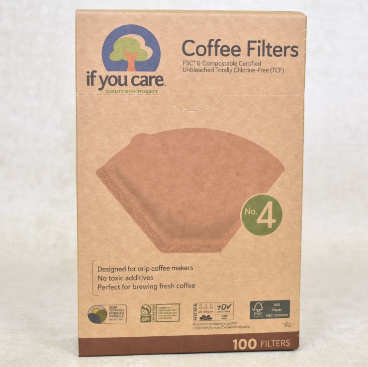 No 4 Coffee Filters x 100, unbleached and chlorine free