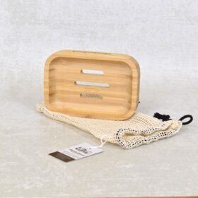 Bamboo soap dish with bag