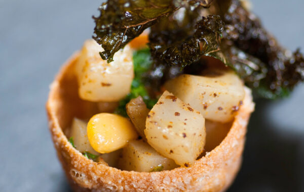 Buttered Jerusalem artichoke and kale cups