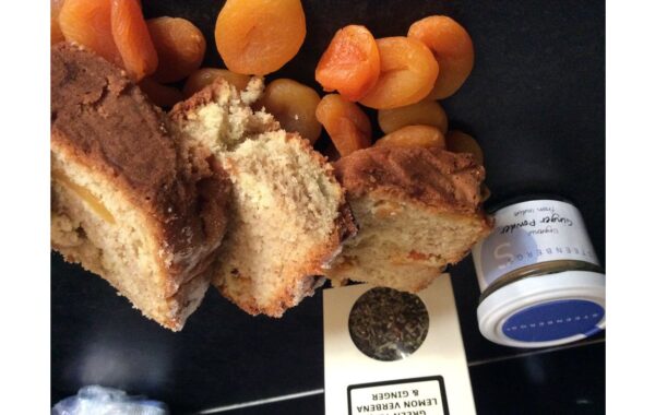 Green tea, lemon verbena, ginger apricot tea loaf cake Recipe