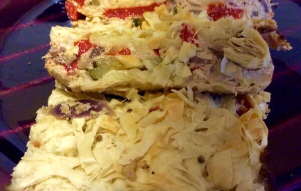 Roasted Pepper and Courgette Kunafa style pastries Recipe