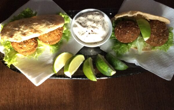 Falafel with harissa and honey pitta Recipe