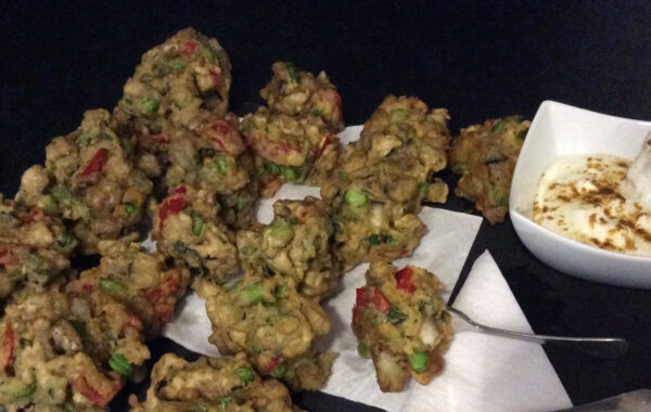Aubergine Edamame and Red pepper Pakoras Recipe