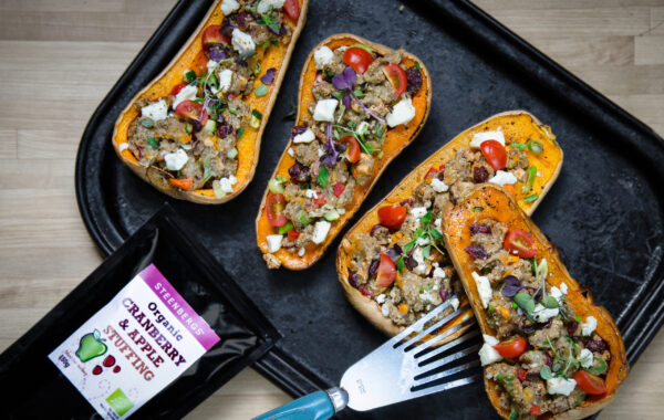 Steenbergs Cranberry and Apple Stuffed Butternut Squash Recipe
