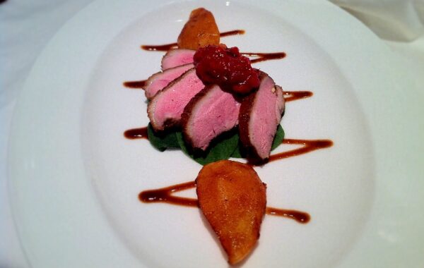 Tea Smoked Duck, Caramelised Pears and Tomato Jam