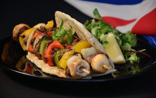 Cajun Ragin’ Beef Kebabs with Mixed Pepper Flatbread Recipe
