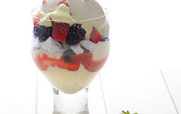 Steenbergs ‘Ripon Mess’  Recipe with Lavender custard and Rose cream