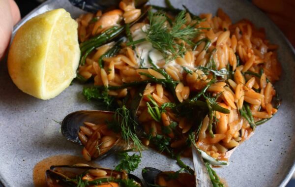 Mussel and Samphire Orzo Paella Recipe
